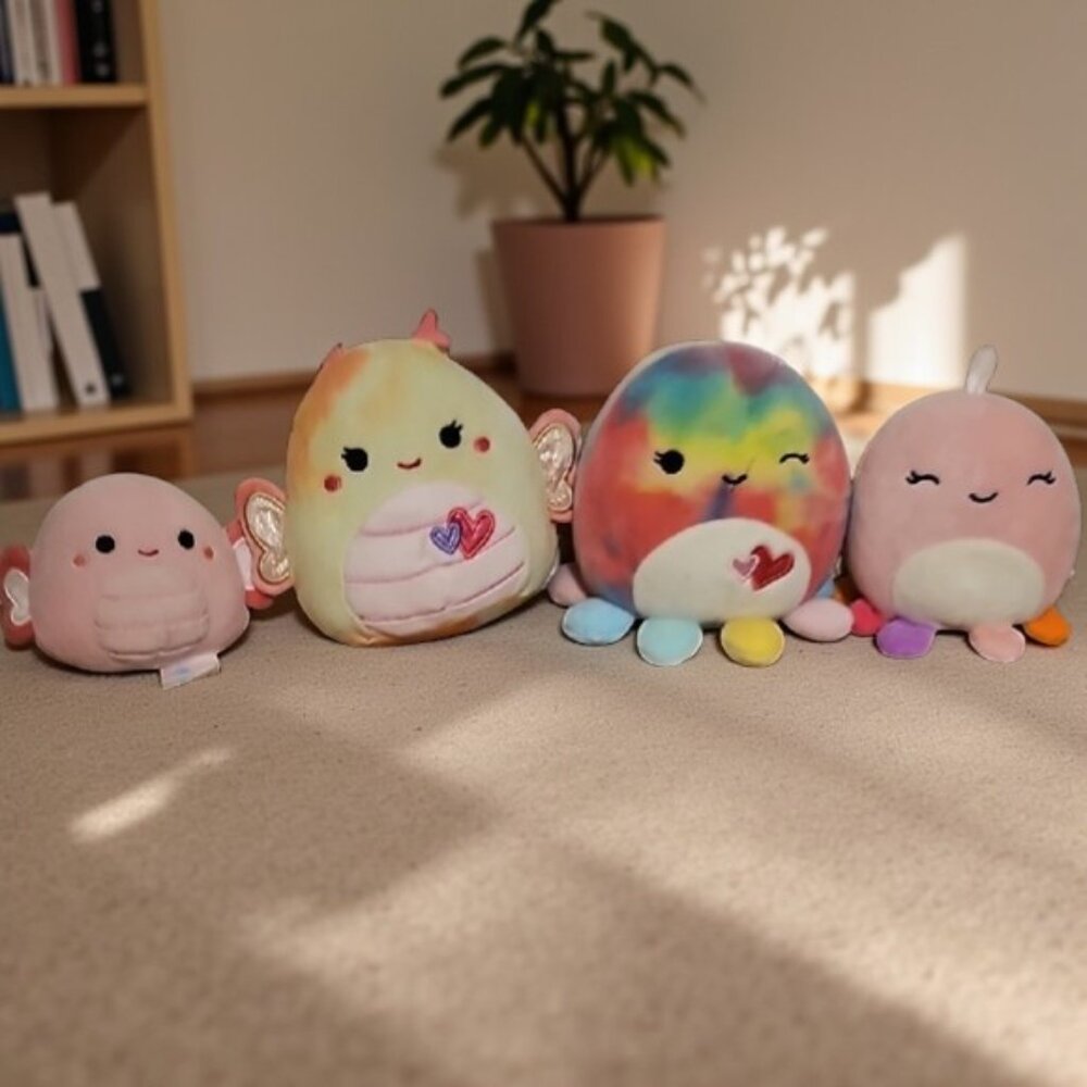 4 Squishmallows Colorful Plush Toy Set